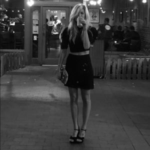 Reformation Black Chiffon Ruffle Top and Skirt Set